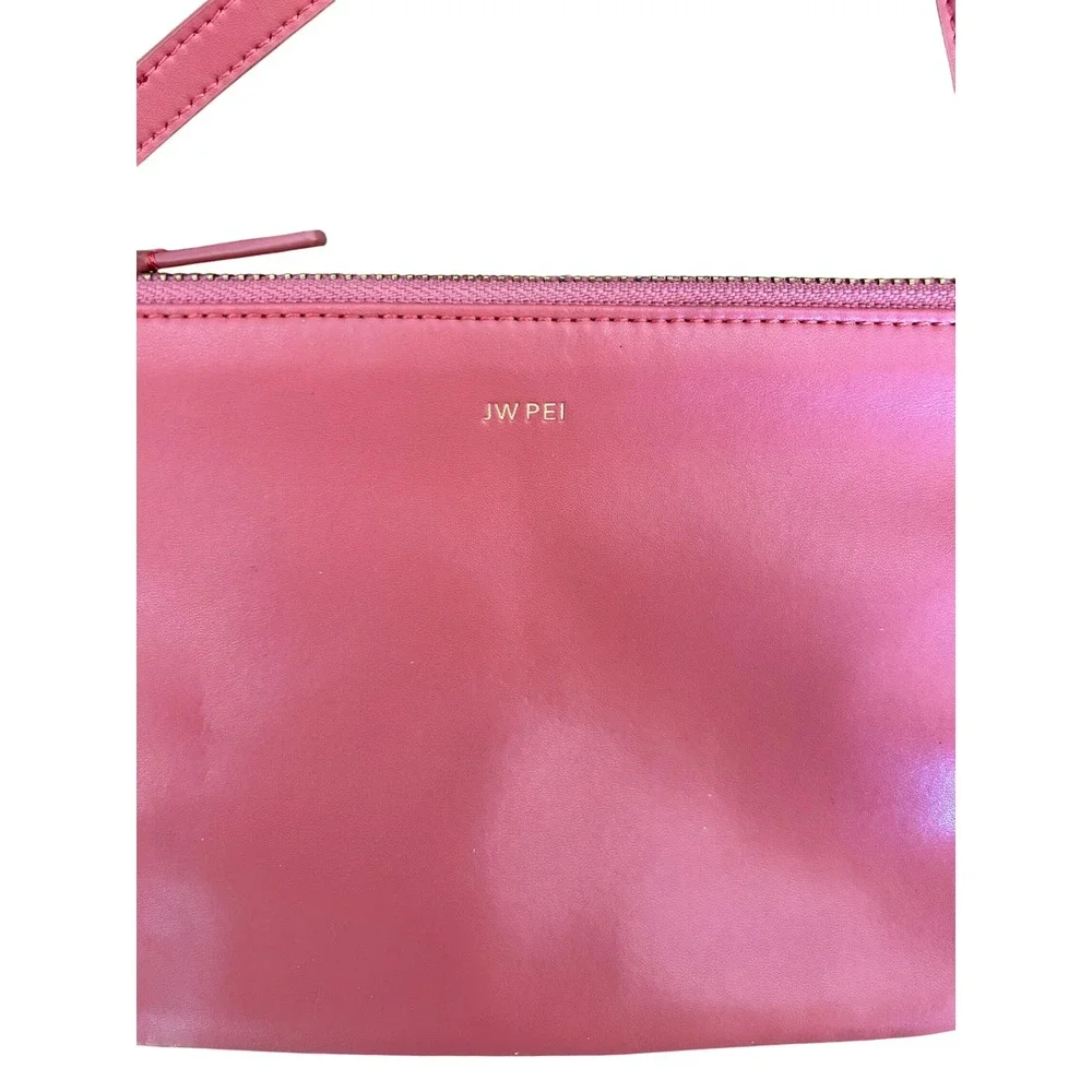JW PEI Stella Pink Vegan Leather Triple Zip Crossbody Bag